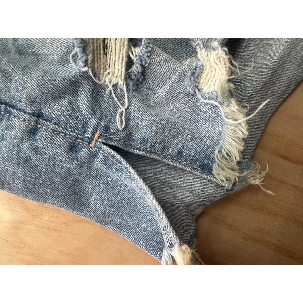 Hollister Boyfriend Shorts Womens 1 W25 Ultra Low Rise Distressed Denim Blue‎